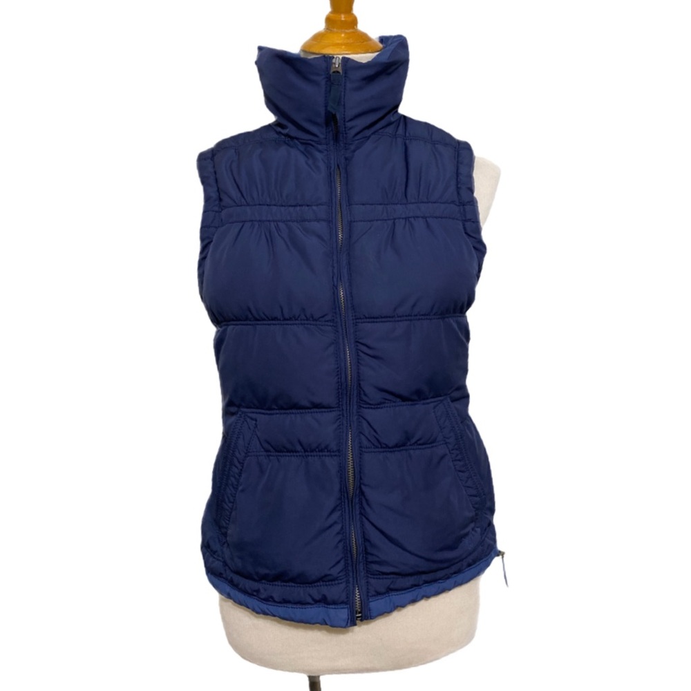 American Eagle Vest Quilted Puffer Navy Full Zip Lined Pocket size M
